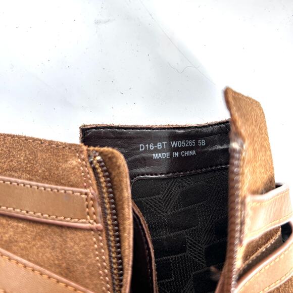 Cole Haan Suede Ankle Boots 5 NWOT Tan Brown Ankle Wrap Buckle Booties Western - Picture 5 of 7
